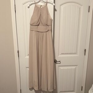Azazie Cream Halter Maxi Dress